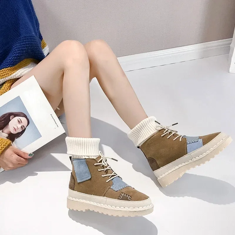 Hot Women Fashion Autumn and Winter Nude Boots New Casual Women Shoes Short Boots Woman British Style Botas De Mujer