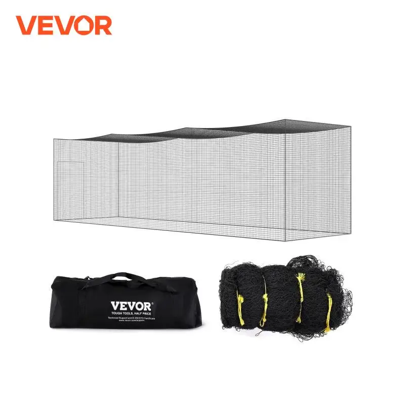 VEVOR 35/55/70ft Baseball Batting Net Professional Training Net Practice Portable Pitching Cage Net  Heavy Duty Enclosed PE Net