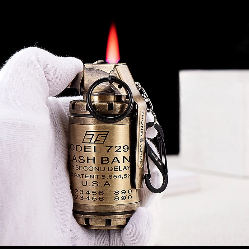 Mini Hand Smoke Grenade Model Lighter Refillable Butane Gas Lighter Grinding Wheel Jet Pink Lighter Accessories Gadgets for Men