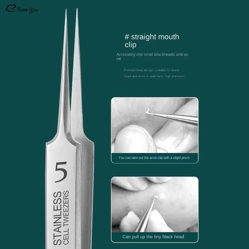 German Ultra-fine No.5 Cell Pimples Blackhead Clip 0.1mm Blackhead Remover Tweezers Black Dots Pore Cleaner Acne Needle