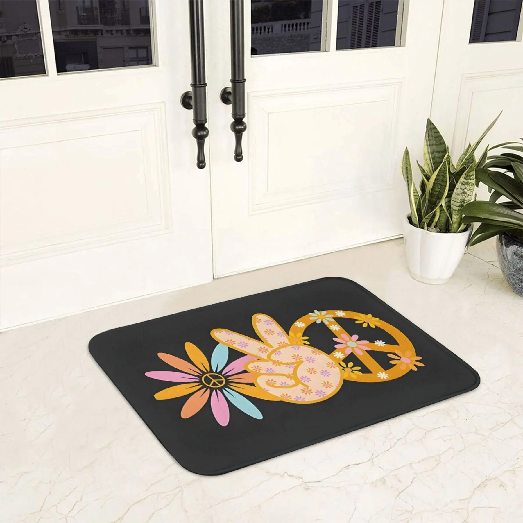 1pc Peace & Love for Everyone Non-Slip Bath Mat for Bedroom Entrance Door Home Decoration Rug for Christmas