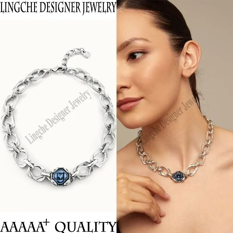 Original Spanish Designer Jewelry Gemstone Pendant Necklace Unique Personality Luxury Accessories Colorful Sparkling Crystal