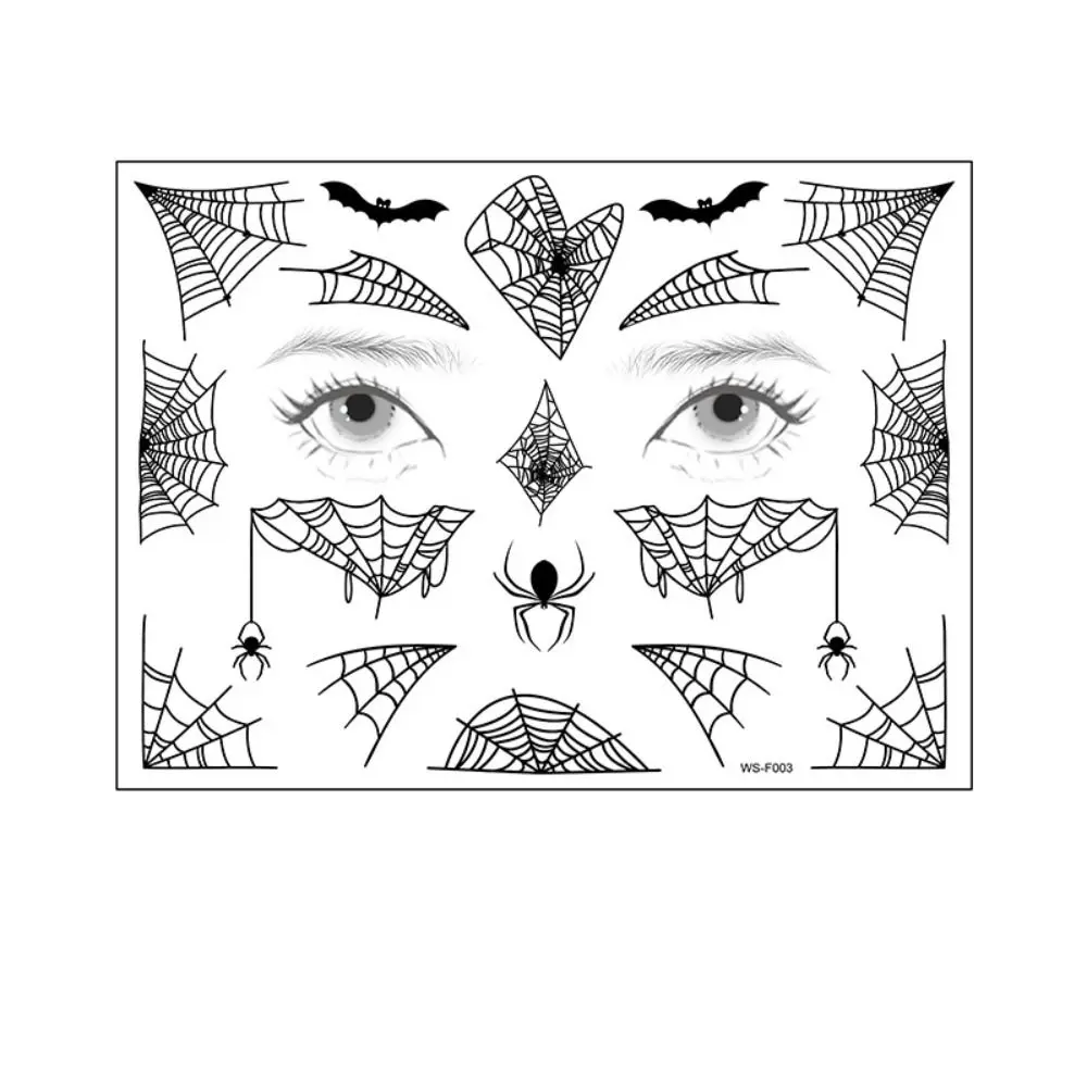 12Sheets Waterproof Spider Web Face Patch DIY Halloween Halloween Scary Tattoo Cobwebs Body Art Decals Cosplay Props Festival