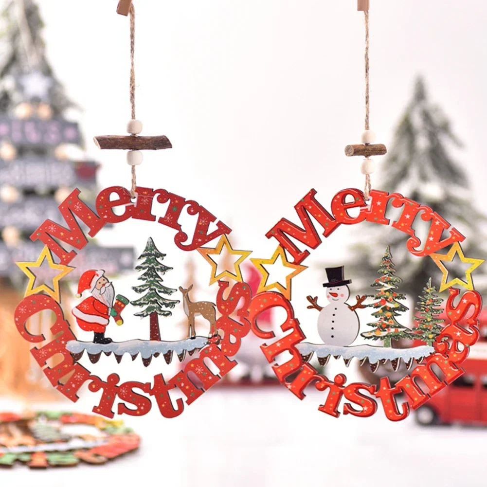 Beautiful 15CM Wooden Hollow Letters Merry Christmas Hanging Decoration Pendant Christmas Home Decoration Products