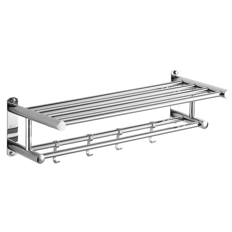 

Stainless Steel Bathroom Towel Rack, Storage And Organization Wall-Mounted Towel Rack Wall Shelf