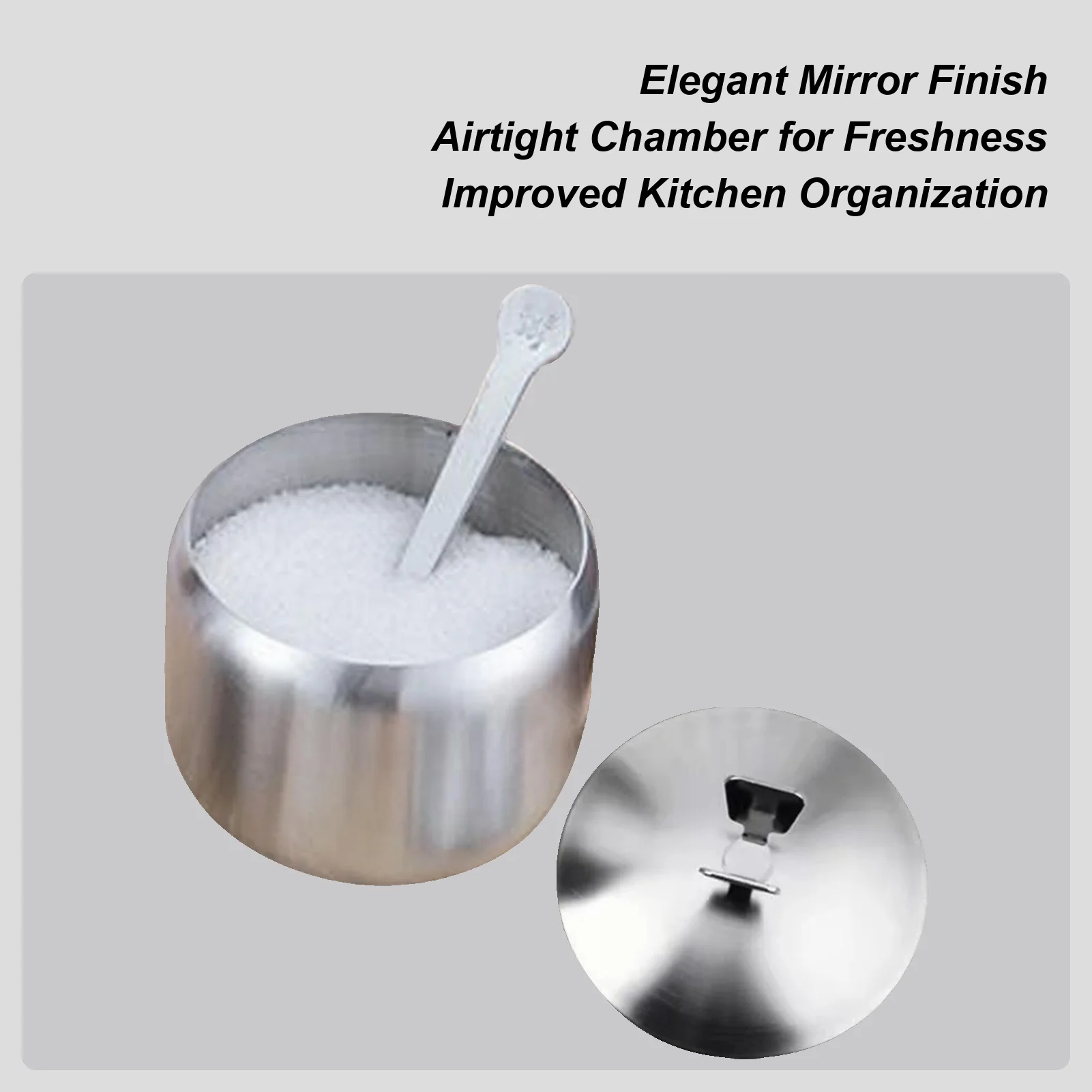 

Stainless Steel Sugar Container Kitchen Sugar Jar With Lid And Spoon Salt Pepper Storage Bowl Kitchen Organization For Cooking