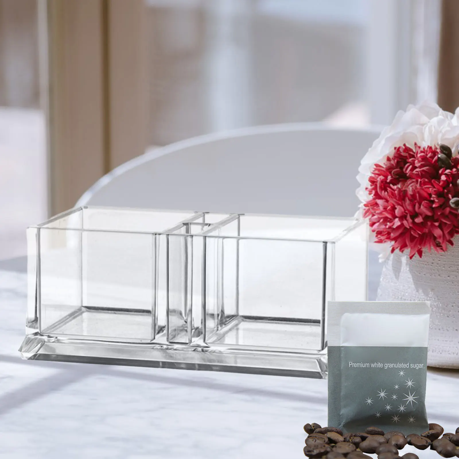Acrylic Sugar Envelope Holder Sugar Bag Storage Container Business Card Holder Creamers Dispenser Countertop Coffee Bar Tea Stor