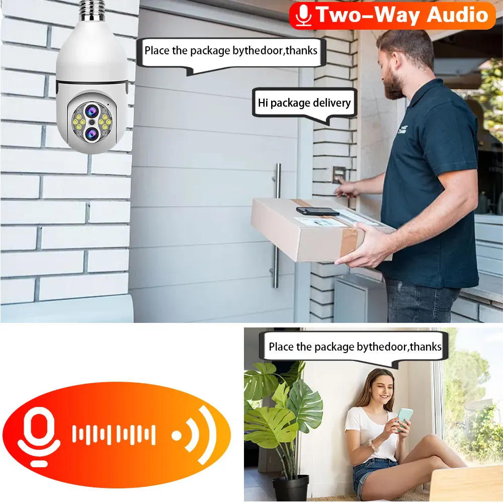 8MP 4K E27 lampadina telecamera WiFi Baby Monitor 10X Zoom monitoraggio automatico videosorveglianza per interni sicurezza domestica Cam proiettore Carecam