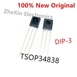 10PCS/Lot    TSOP4838 、TSOP34838 、TSSP4038   DIP-3   New original infrared receiver module light barrier system