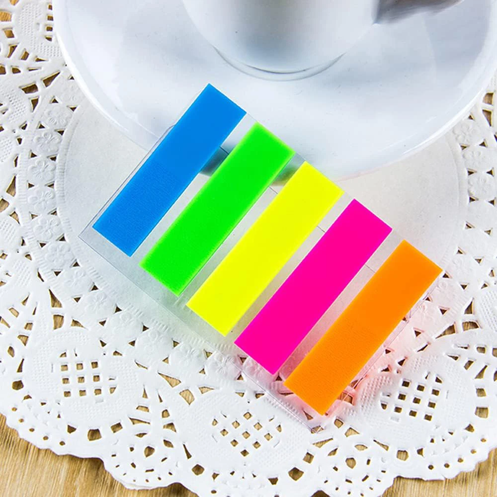 1PC Transparent Convenience Index Attached Fluorescent Indicator Label Small Strip Category Page Marker Sticker