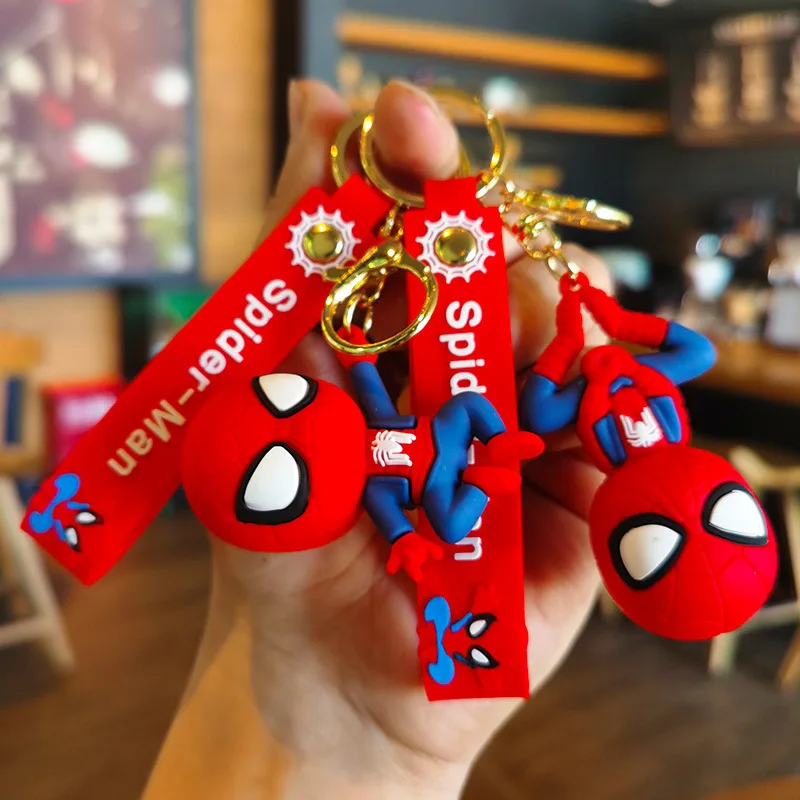 Marvel Spider Man Keychain Cute Doll Pendant Action Figures Avengers Iron Man Captain America Bag Keyring Pendant Birthday Gifts