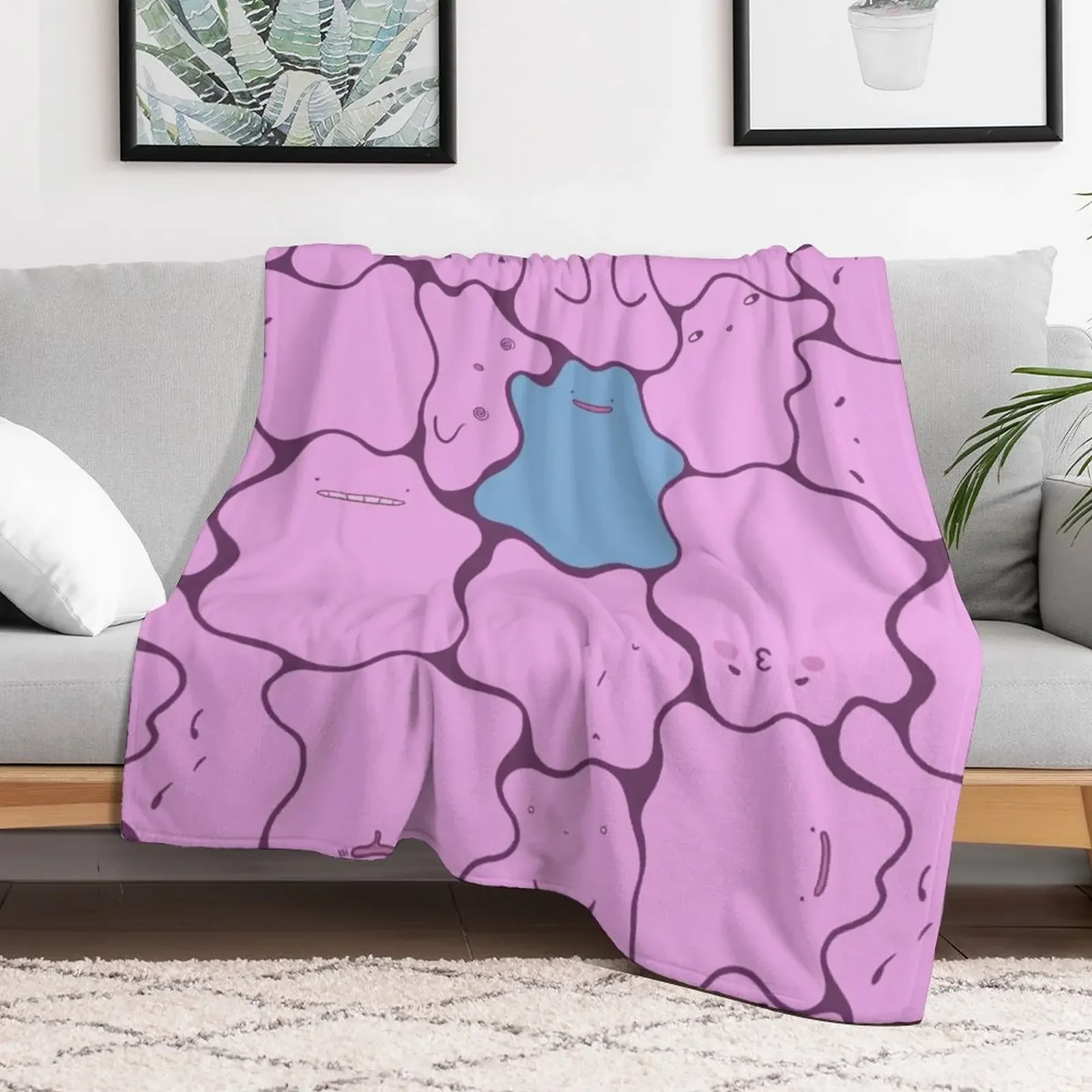 Ditto Pattern Shiny Throw Blanket Furry Tourist Baby Blankets