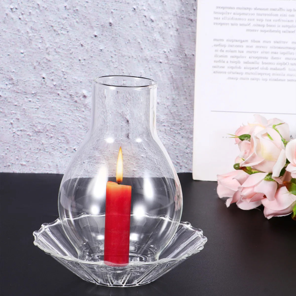 1 pz candeliere in vetro antivento moderno trasparente semplice supporto decorativo illuminazione domestica fascino caldo romantico