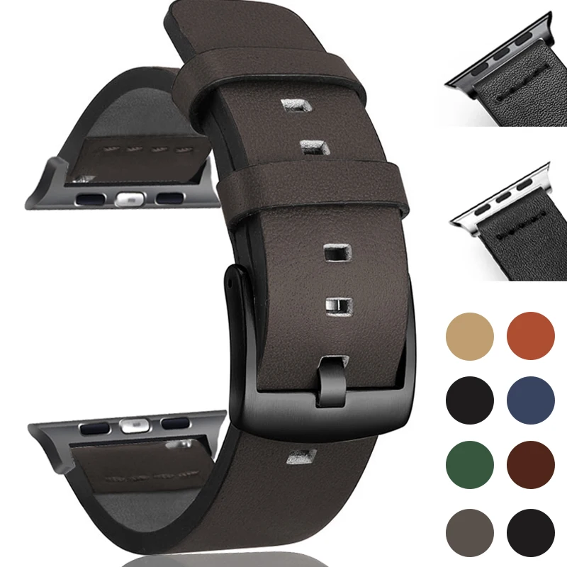 

Genuine Leather Strap for Apple Watch Ultra 2 Band 49mm 9 8 7 45mm 41mm High Quality Strap for IWatch Series 6 SE 5 4 44mm 40mm