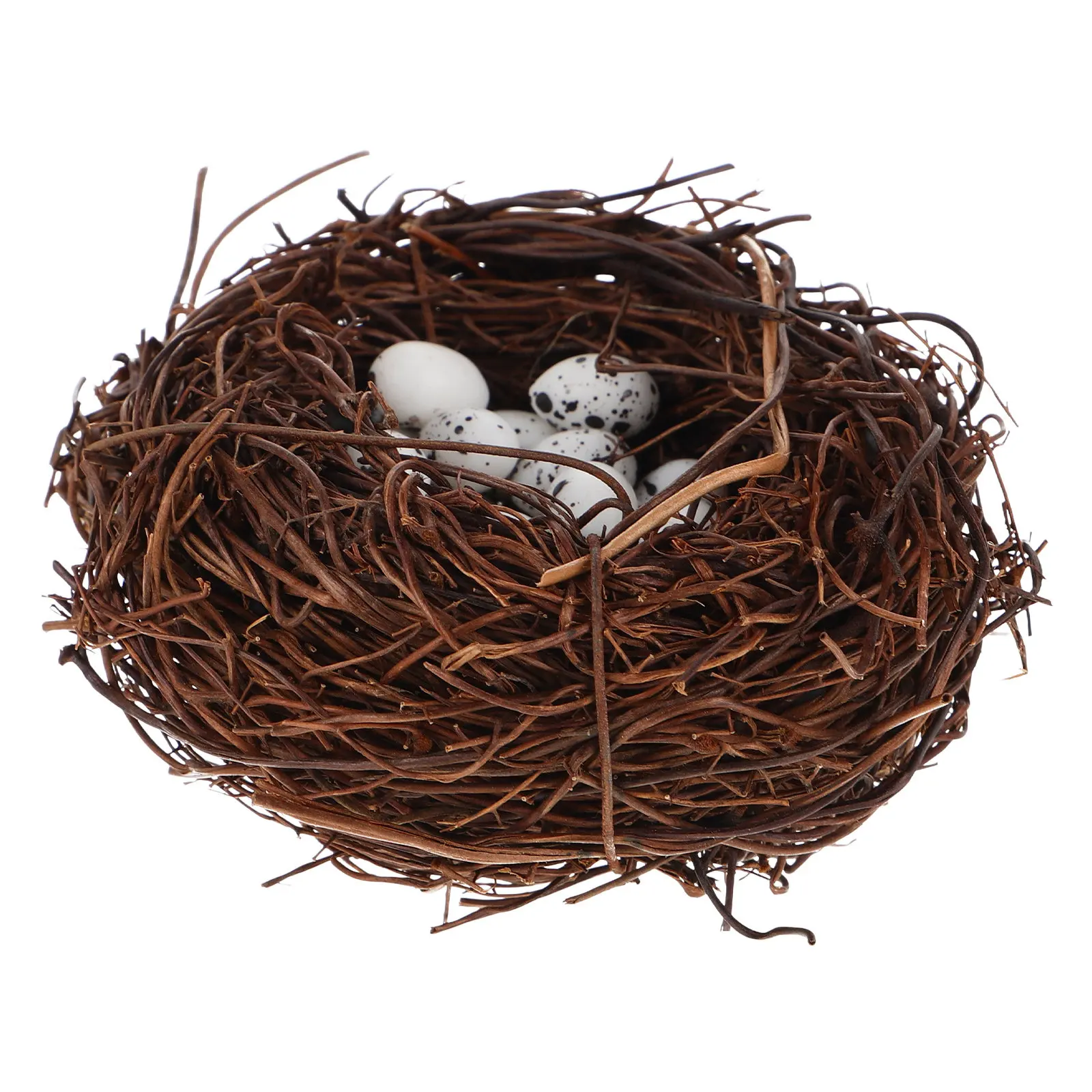 Bird Nest With Eggs For Mini Garden Decoration Christmas Trees Ornament Artificial Birds Rattan Craft Set Yard