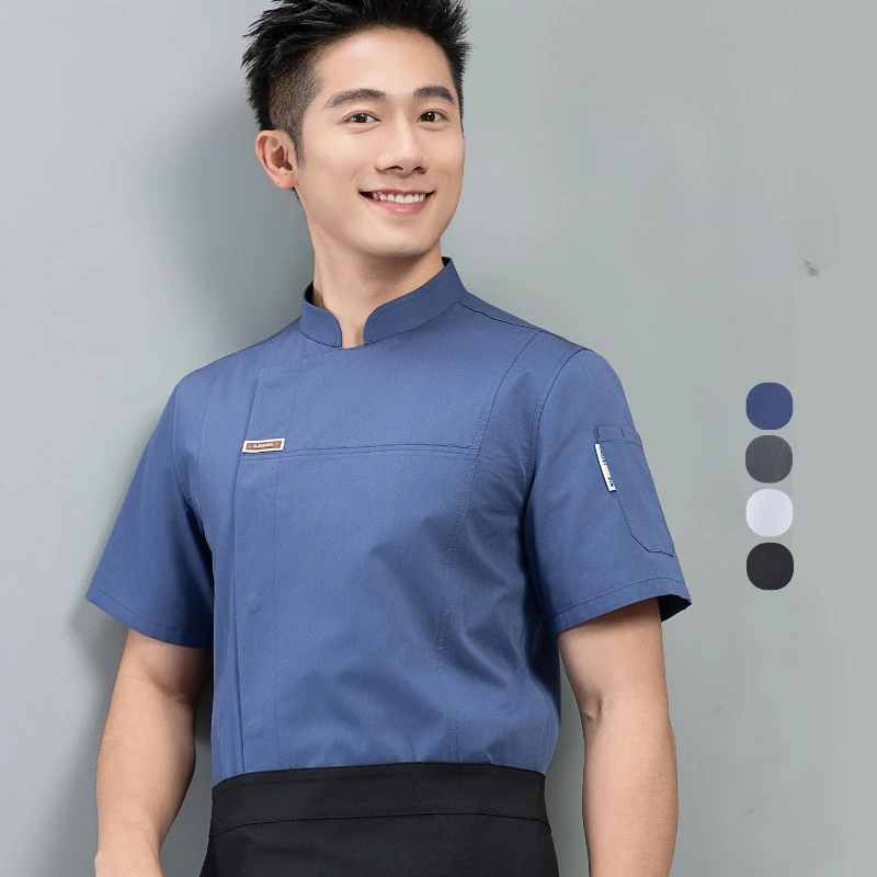 Oddychająca kurtka kucharska z krótkim rękawem dla mężczyzn i kobiet Szybkoschnąca siatka Barker Restauracja Kucharz Piekarnia Kelner Uniform