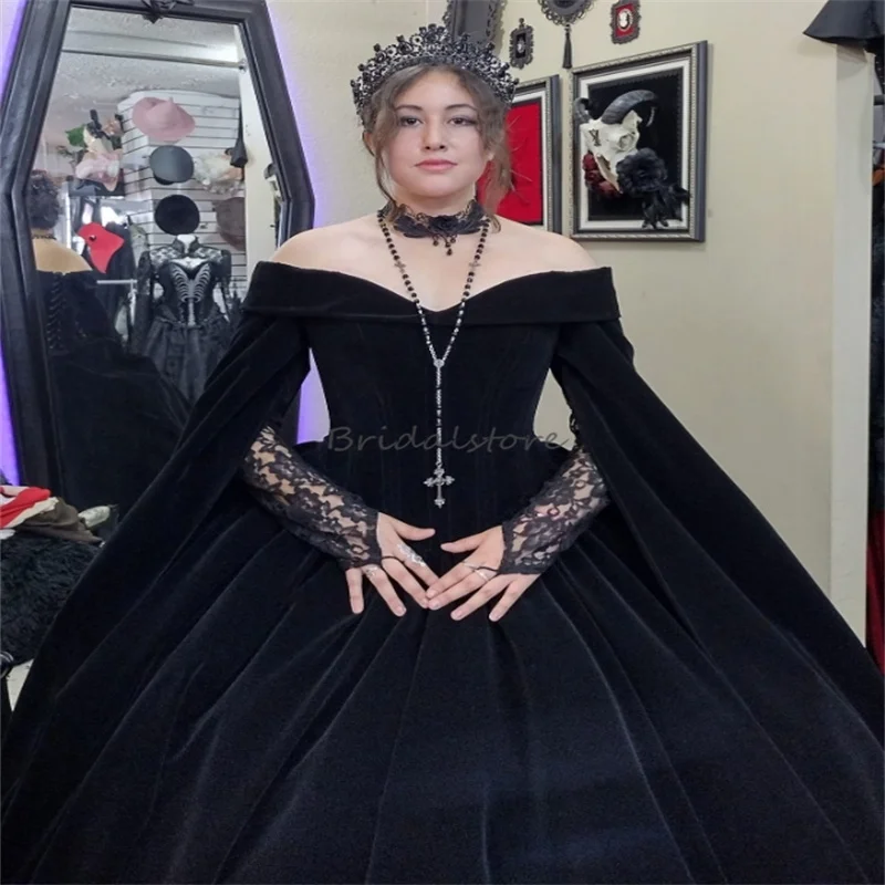 Abito da ballo nero Abito da sera medievale vittoriano storico Vampiro gotico Halloween Caftano Abito da festa formale in velluto personalizzato