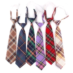 Skinny Ties For Men Women Casual Plaid Necktie Suits Boys Girls Ties Slim Men Necktie Gravatas Simple Lazy person Student Tie