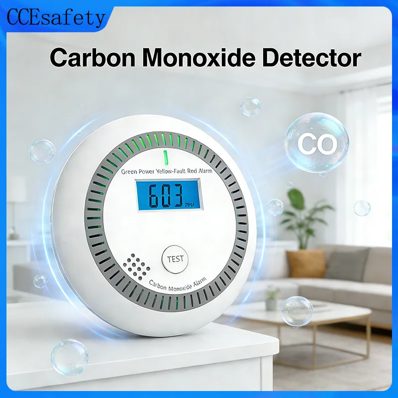 CCEsafety Carbon Monoxide Detector Battery Operated Carbon Monoxide Alarm 10 Year CO Sensor Life With LED Display Camp Home RV