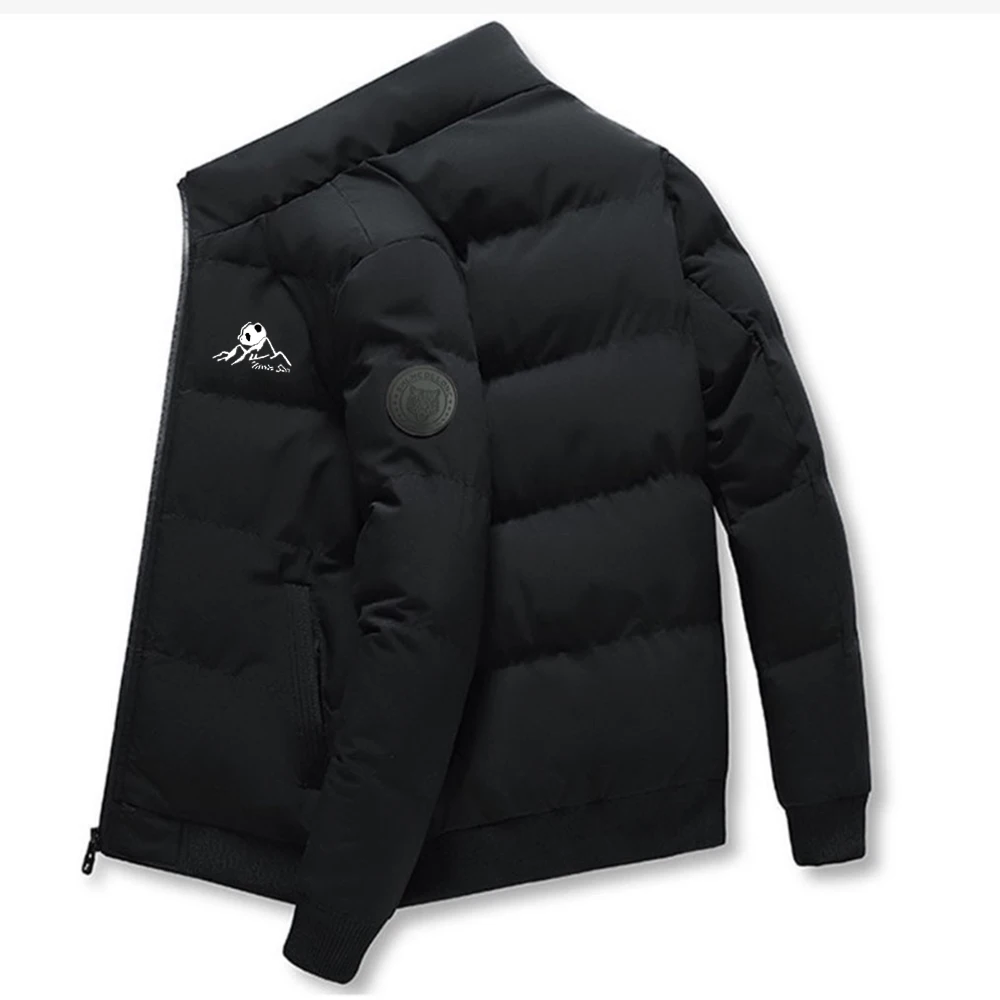 New men's outdoor windproof zipper printed jacket and casual cotton coat, fashionable thick and warm coat for autumn and winter