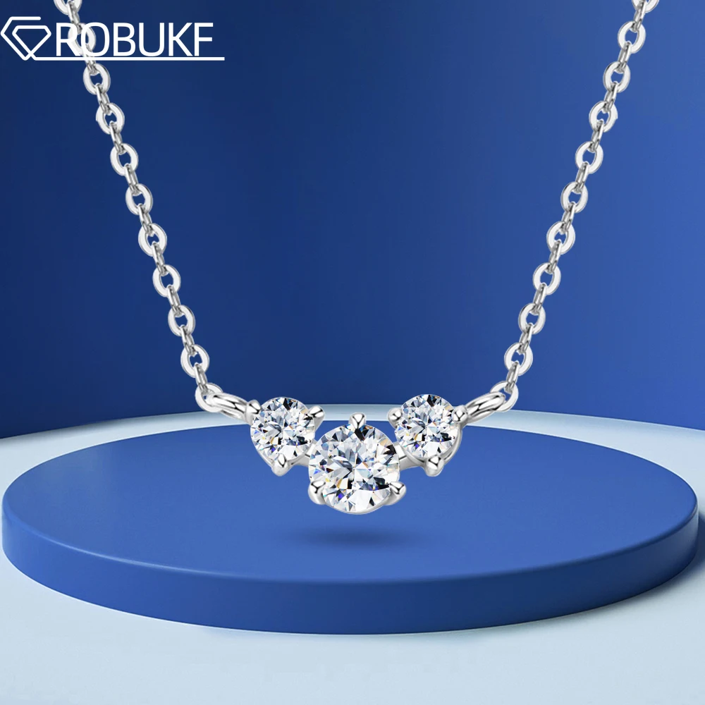 

0.5cttw Pendant Moissanite Necklace for Women D Color Sparkling Lab Diamond S925 Silver Plated 18K White Gold Party Neck Chain