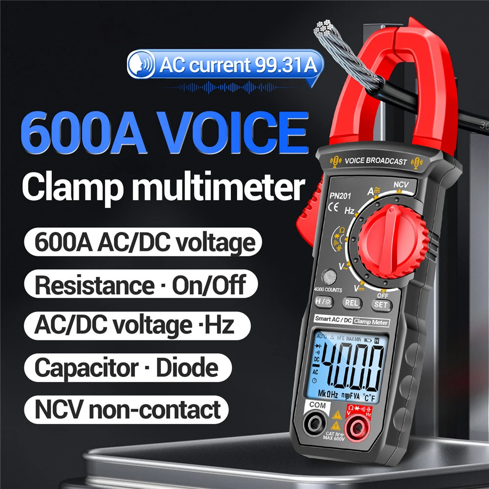 Pn201 Stemmeters Klem Multimeter Dc/Wisselstroomspanningstester 4000 Telt Multiitester Ncv Ohm Capaciteitstesttools