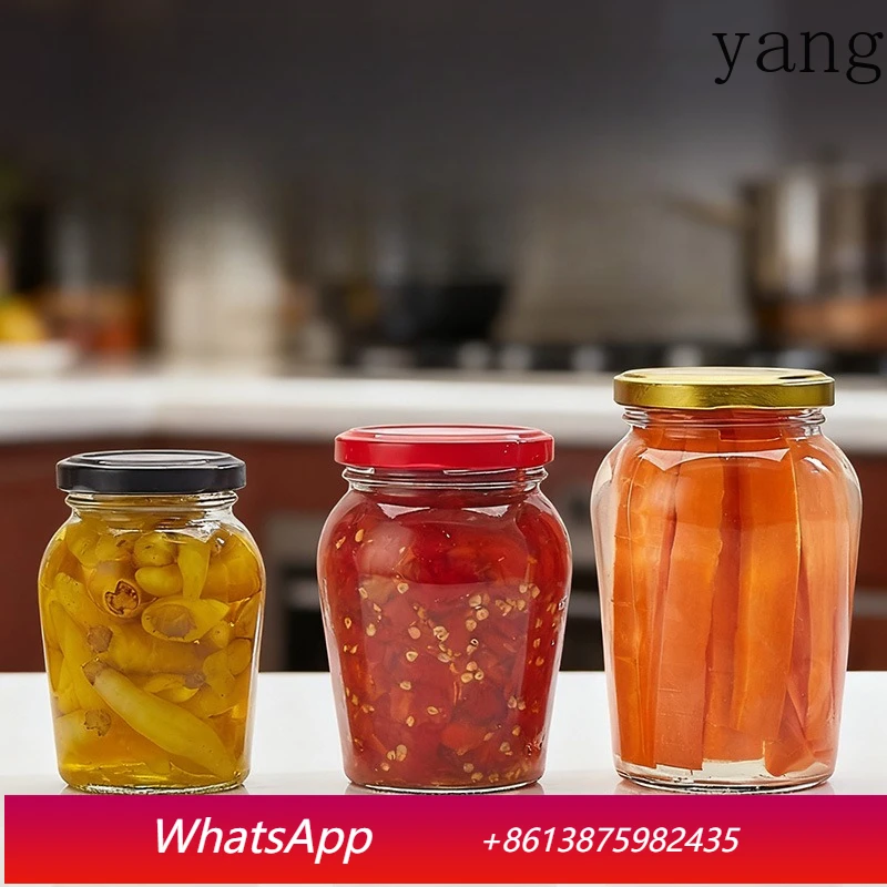 

LMM transparent pickle bottle yellow peach jar chili sauce mason bottle empty jar