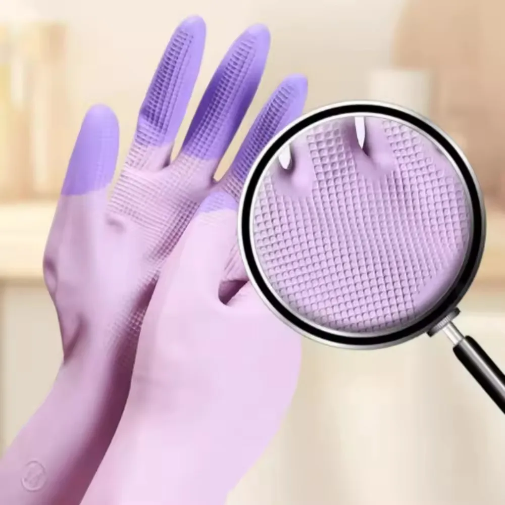 Silicone Dishwashing Cleaning Gloves Kitchen Supplies Anti Slip Convenient Long Dishwashing Gloves Reusable Durable Household