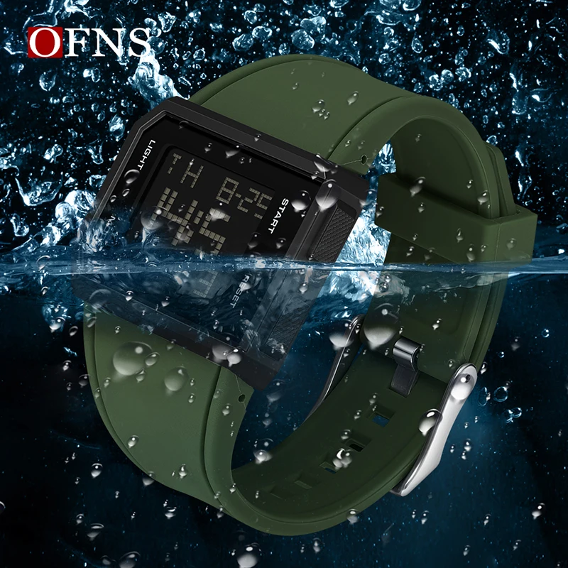 OFNS Top Brand Luxury Men's LED Digital Watch Multifunctional Chronograph Sport Waterproof Men Wristwatch Electronic Alarm Clock