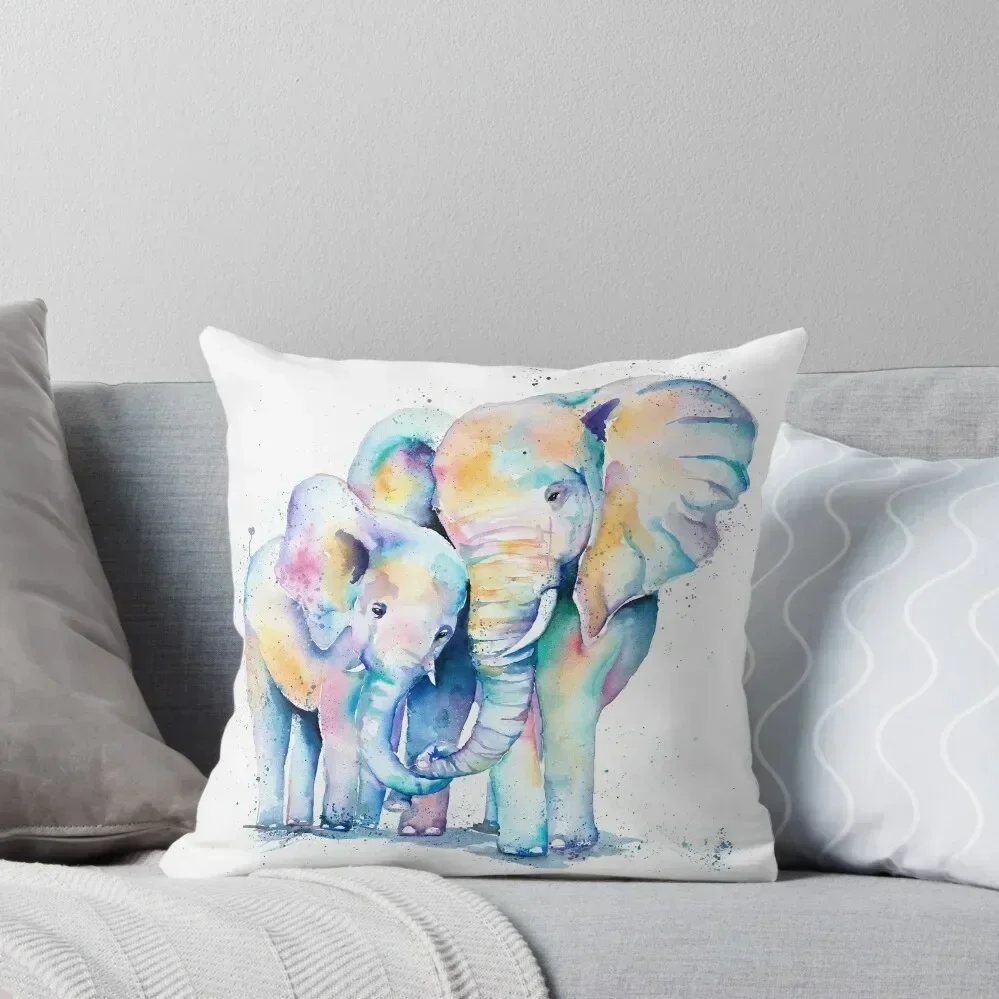 

Elephant Mom and Baby - Rainbow Throw Pillow Christmas Covers Sofa Cushions Covers pillow