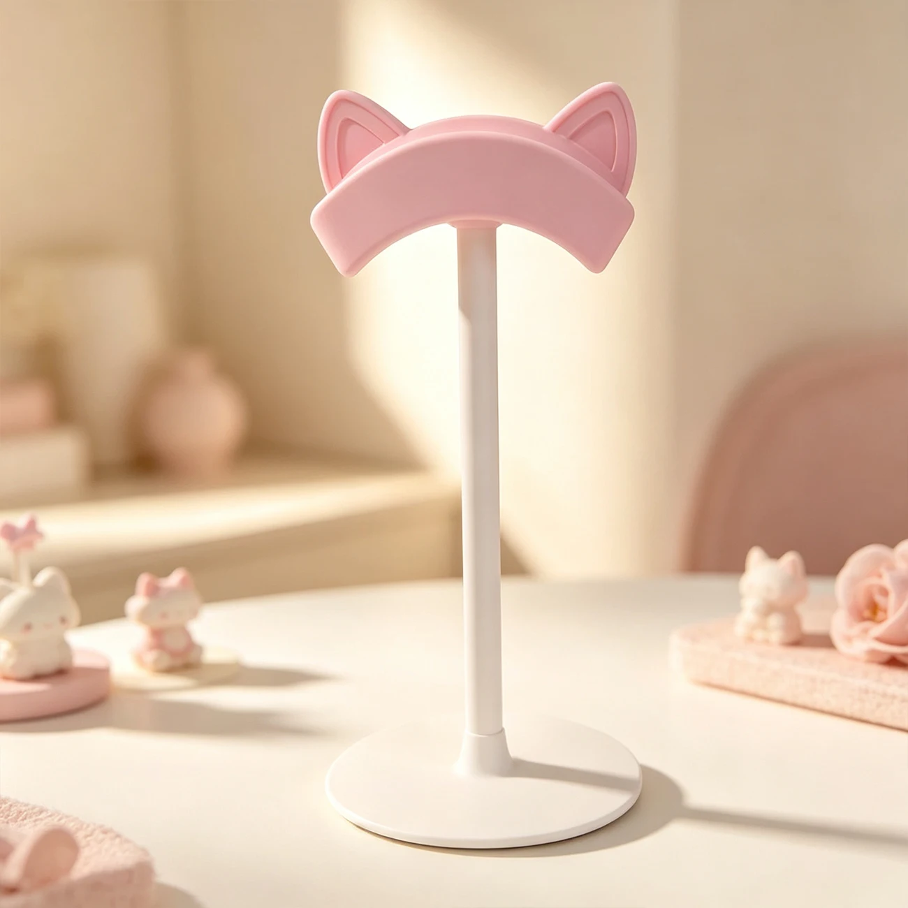 Niedlicher Kopfhörerständer im koreanischen Stil, neu, für Mädchen, rosa, Gaming-Headset-Halter, Over-Ear-Halter, Desktop-Aufbewahrung und -Präsentation, süßes Geschenk – Detail 7