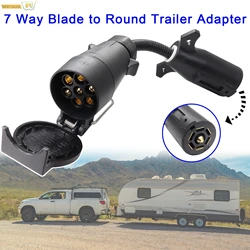 Round 7 Way to 7 Way Blade Trailer Adapter Towbar Towing Socket Plug Adapter Connector Vehicle RV Trailer Replacement Car Parts
