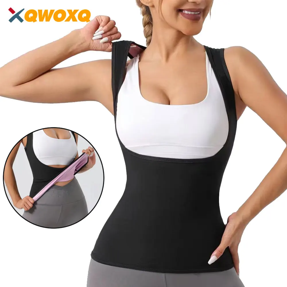 Professional Sauna Vest for Women Sweat Sportwear Body Shaper Waist Trainer Shirt Fat Burning Workout Top Sport Gym Weight Loss