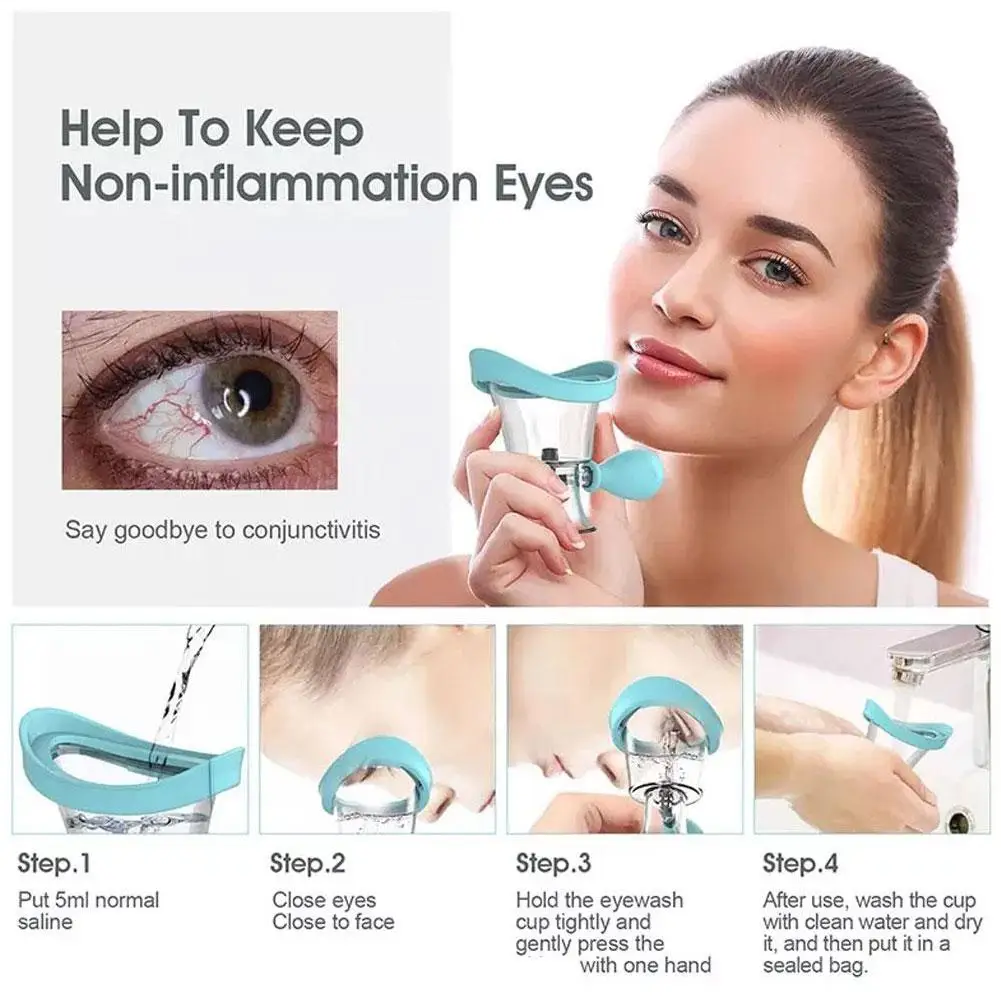 1 szt. Miękkie silikonowe kubeczki do płukania oczu, kubeczki do czyszczenia i płukania oczu wielokrotnego użytku, kubeczki do płukania oczu pod prysznic dla studentów, nowość w zakresie zdrowia i urody