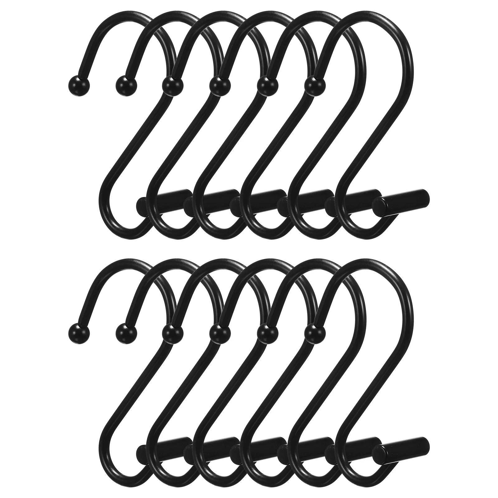 

12 pcs Shower Curtain Hooks Black Iron Bedroom Drapes Holdbacks Bathroom Accessories Easy Installation Modern Design