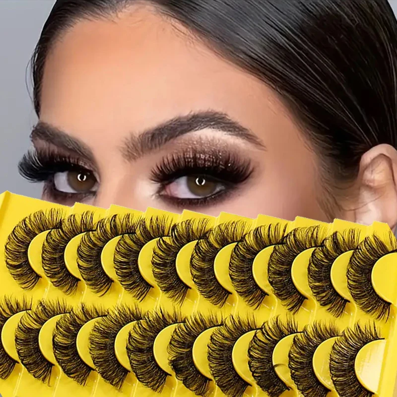 10 pairs of D-wave eyelashes DH stripes look like extended voluminous natural 3D false eyelashes, the dexterous false eyelashes