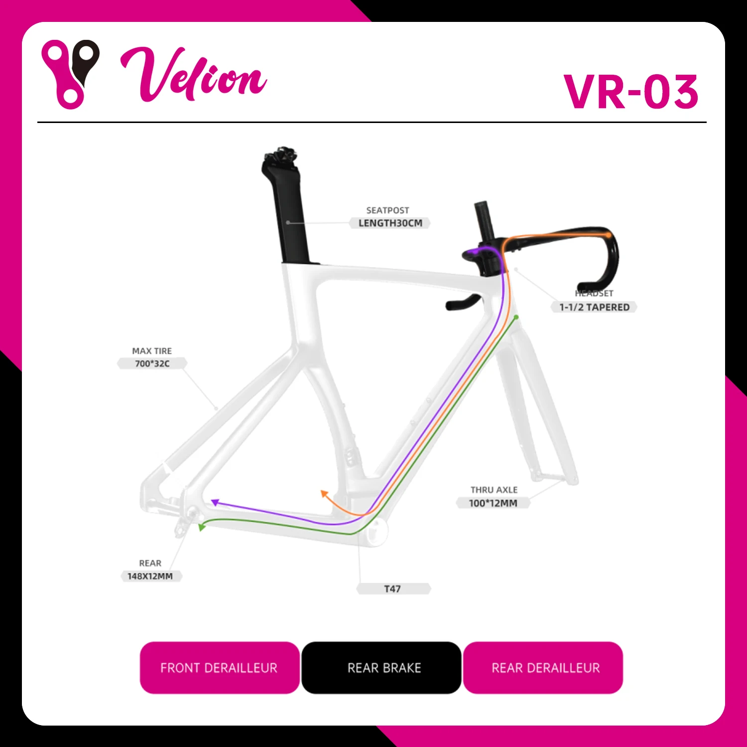 

Carbon Fiber Frame Full Hidden Carbon road frame Road Bike Carbon Bicycle Frame Disc Brake Aerodynamic T47 Supports DIY Colour