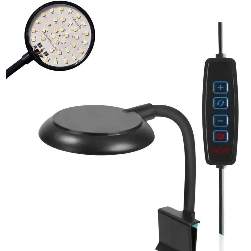 Waterproof USB Aquarium LED Clip Light Multiple Color Modes Fish Tank Lighting for Aquatic Plant Grow Small Tank Decoration