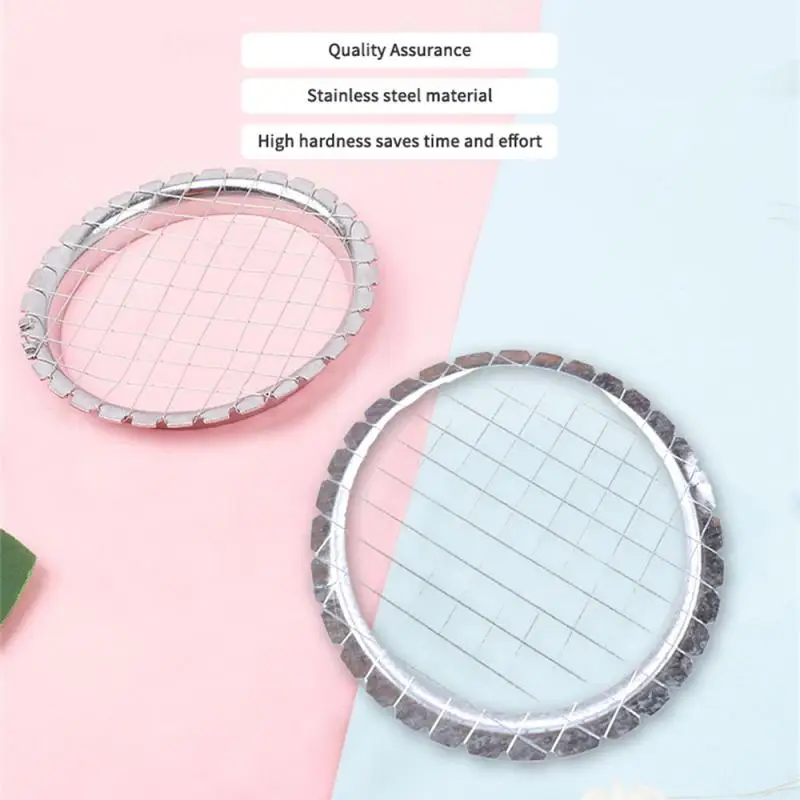 الفولاذ المقاوم للصدأ البيض القطاعة القاطع شبكة الخضار الفاكهة المروحية لسلطة الحلوى البطاطس مكعب شبكة قطع أدوات المطبخ #3