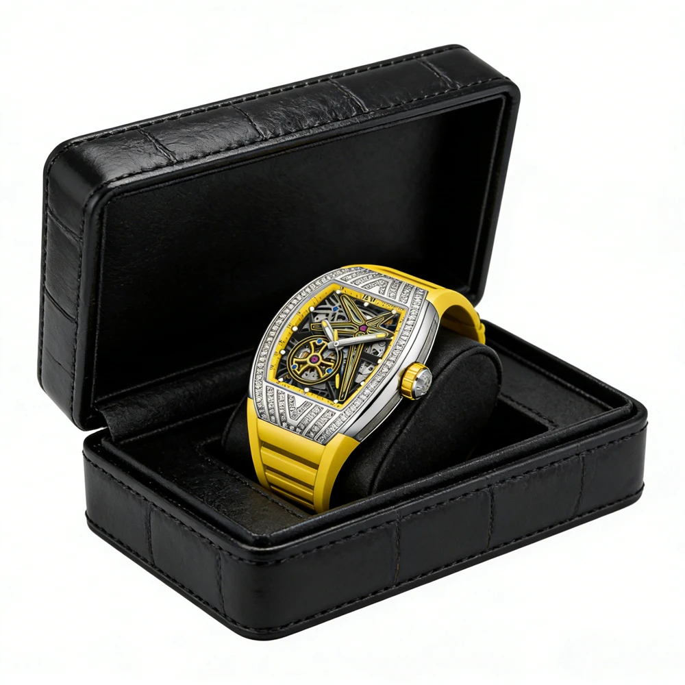 Carnival Brand IW High-End Series Luxury Imported Movement Mechanical Watch Men Sports 50M Waterproof Skeleton Tourbillon Watch