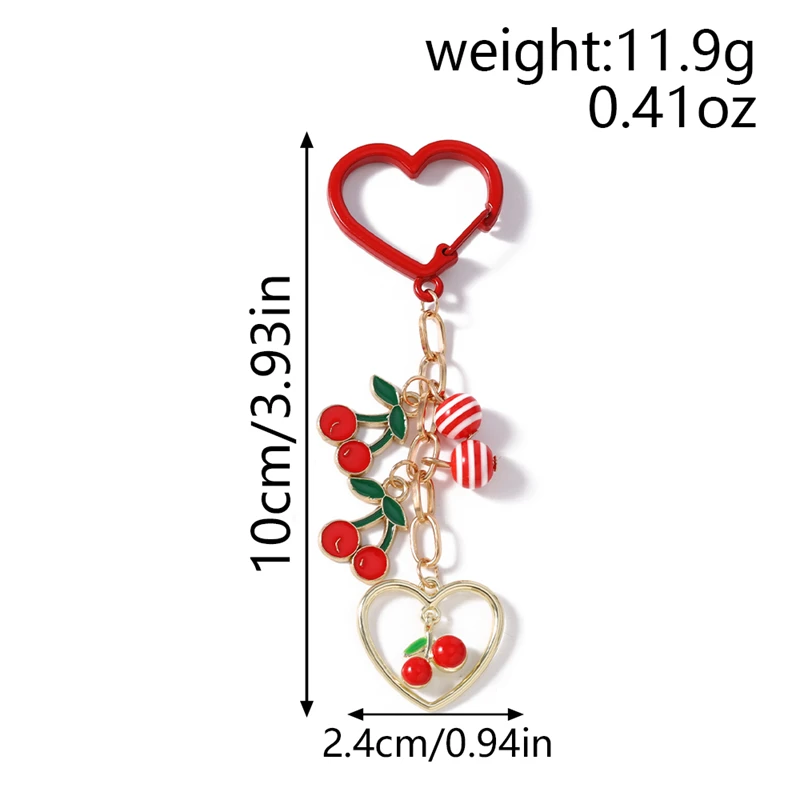 Modische Frucht-Kirsch-Schlüsselanhänger, Emaille-Herzanhänger, Schlüsselringe für Damen und Herren, Autoschlüssel, Handtaschen-Schlüsselanhänger, Accessoires, DIY-Geschenke – Detail 34