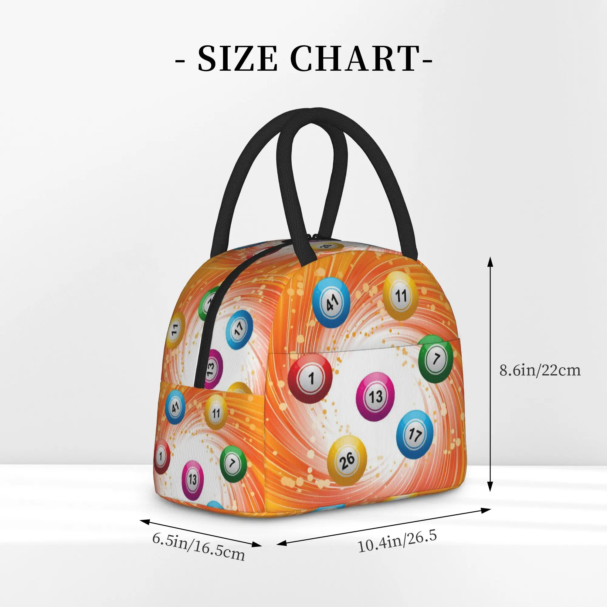 Bingo Balls Paper Game Insulated Lunch Tote Bag for Picnic  Portable Thermal Cooler Washable Bento Bags