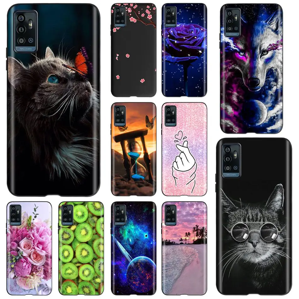 Custodia morbida in TPU per ZTE Blade A71 2021 Cool Fashion Cat Pattern custodie per telefono in silicone nero Cover posteriore per paraurti Zte A71