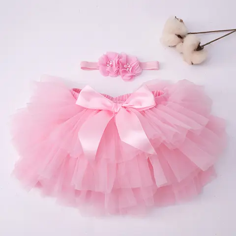 아기 소녀 투투 스커트 Bloomers 작은 무성한 푹신한 유아 아기 소녀 옷 Tulle 스커트 신생아 머리띠와 어린이