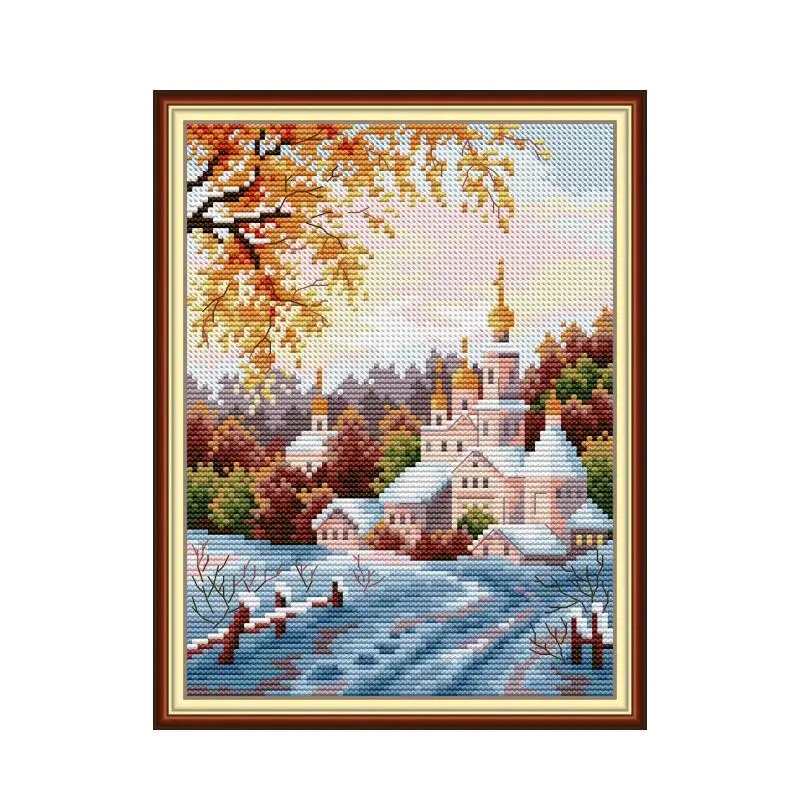 Snow Hill Monastery cross stitch kit  14ct 11ct count print canvas hand sew cross-stitching embroidery DIY handmade needlework