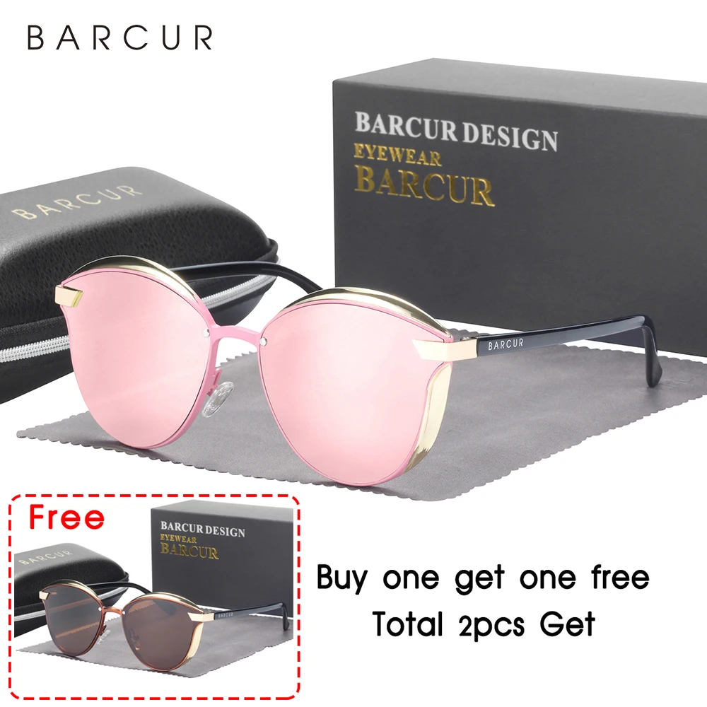 BARCUR Stijl Gepolariseerde Zonnebril Voor Vrouwen Catmore Ronde Zonnebril Dames Dames Eyewear Accessoire UVAB Bescherming