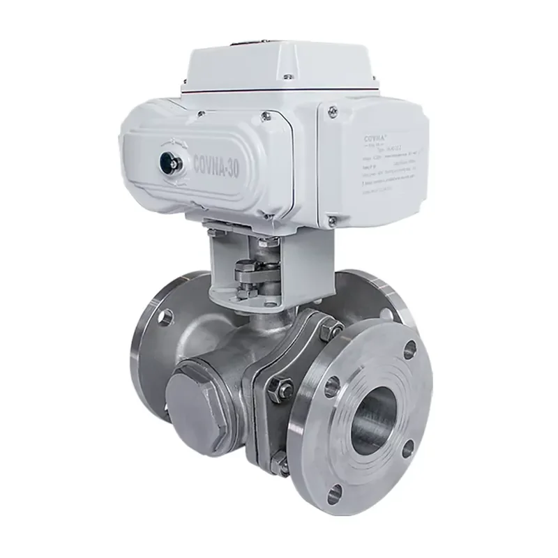 

COVNA DN80 3 Inch 3 Way L Port 24V DC Flange Type CF8M Stainless Steel Motorized Electric Ball Valve