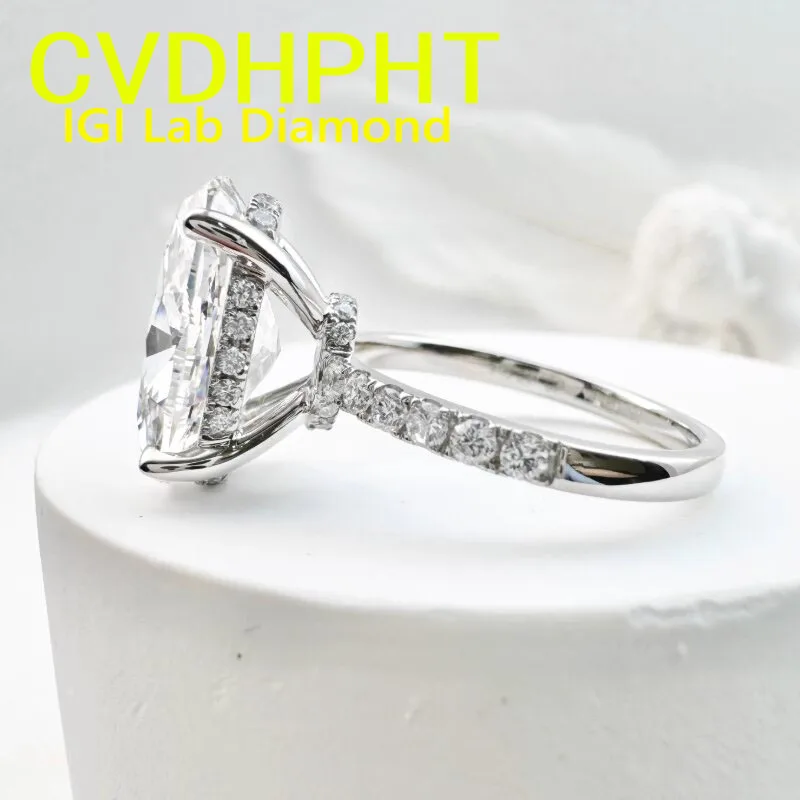 

IGI Lab Growing Diamond Ring Овальный D Цвет 1 2 3 4 5Ct Твердое кольцо из белого золота 9K Обручальное кольцо с бриллиантом Заводское обручальное кольцо