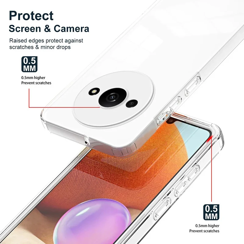 Skinlee For Redmi A3 Case Transparent Colorful Border PC Hard Clear Shell For Xiaomi Redmi A3 Back Shell