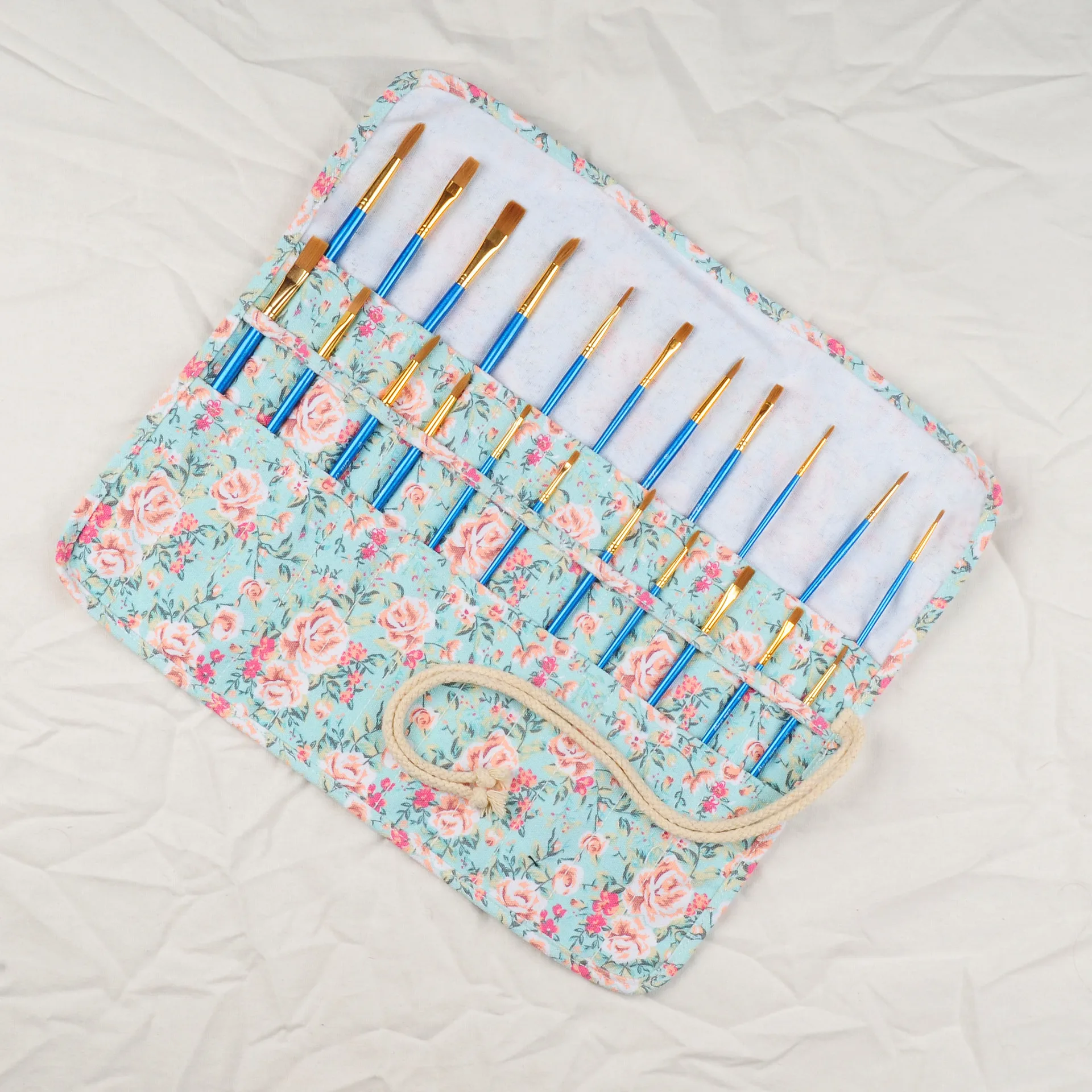 Rideau de brosse de grande capacité, toile double couche, rouleau personnalisé, sac de rangement pour crayons, peinture, sac d'acquisition, calligraphie